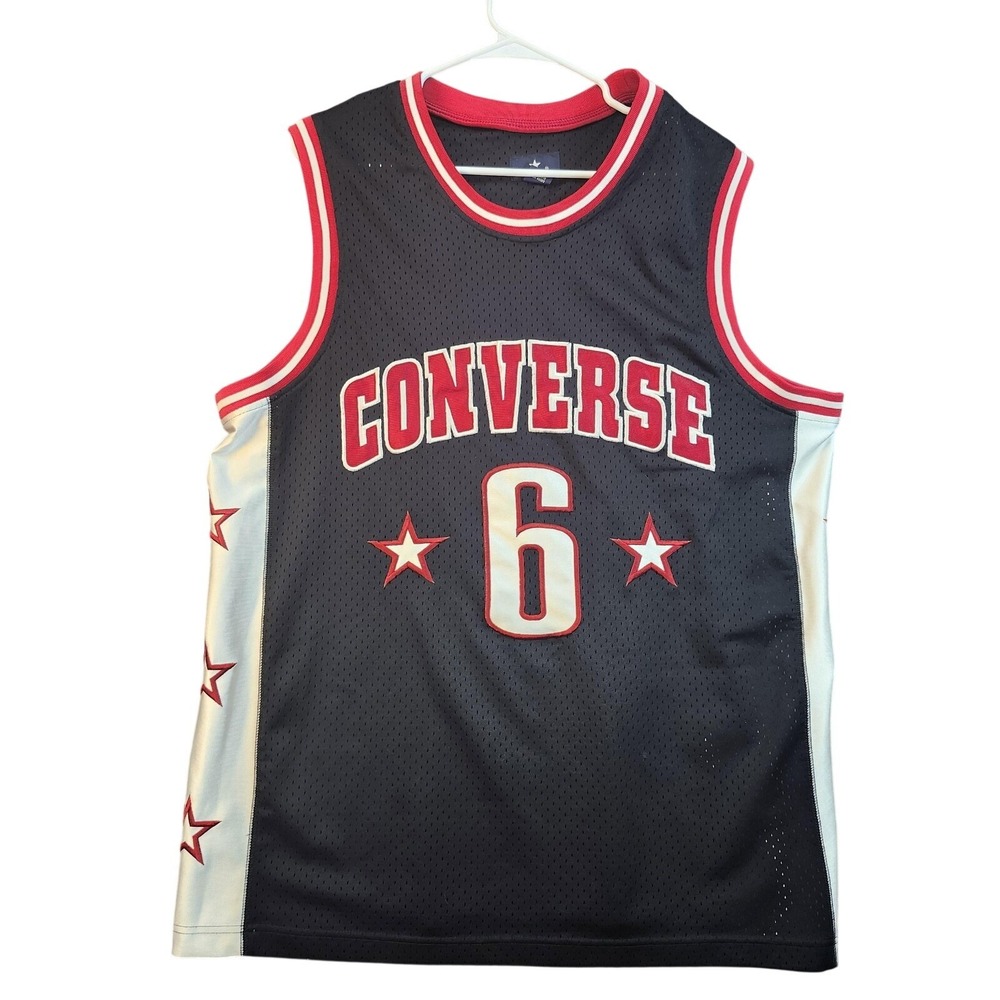VINTAGE CONVERS A STAR BASKETBALL JERSEY #6 MENS XL BLACK RED MESH